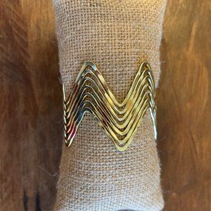 Gold Plated Adjustable Zig-Zag Bangle